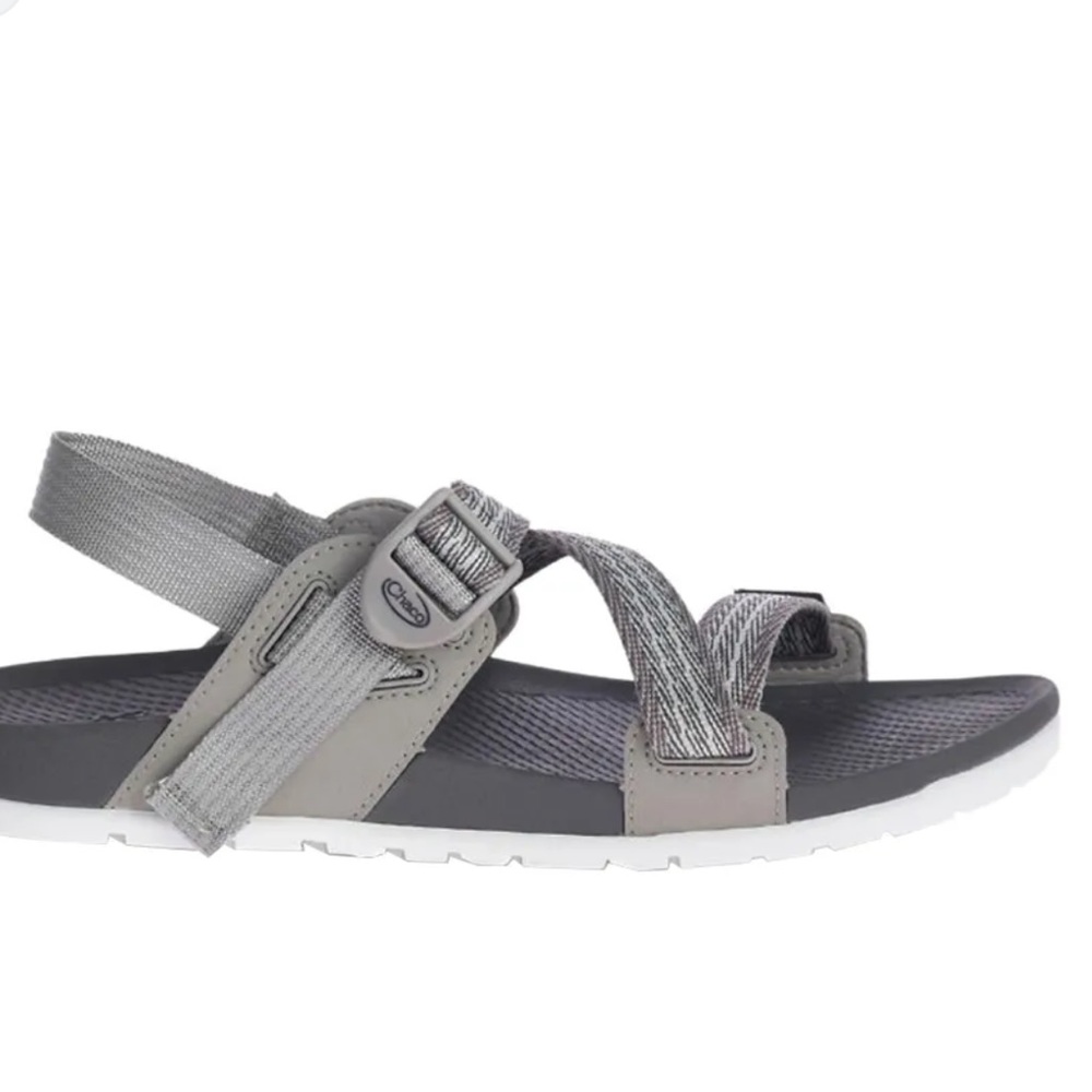 Chaco Gray and White Strappy Sandals with Contoured Footbed